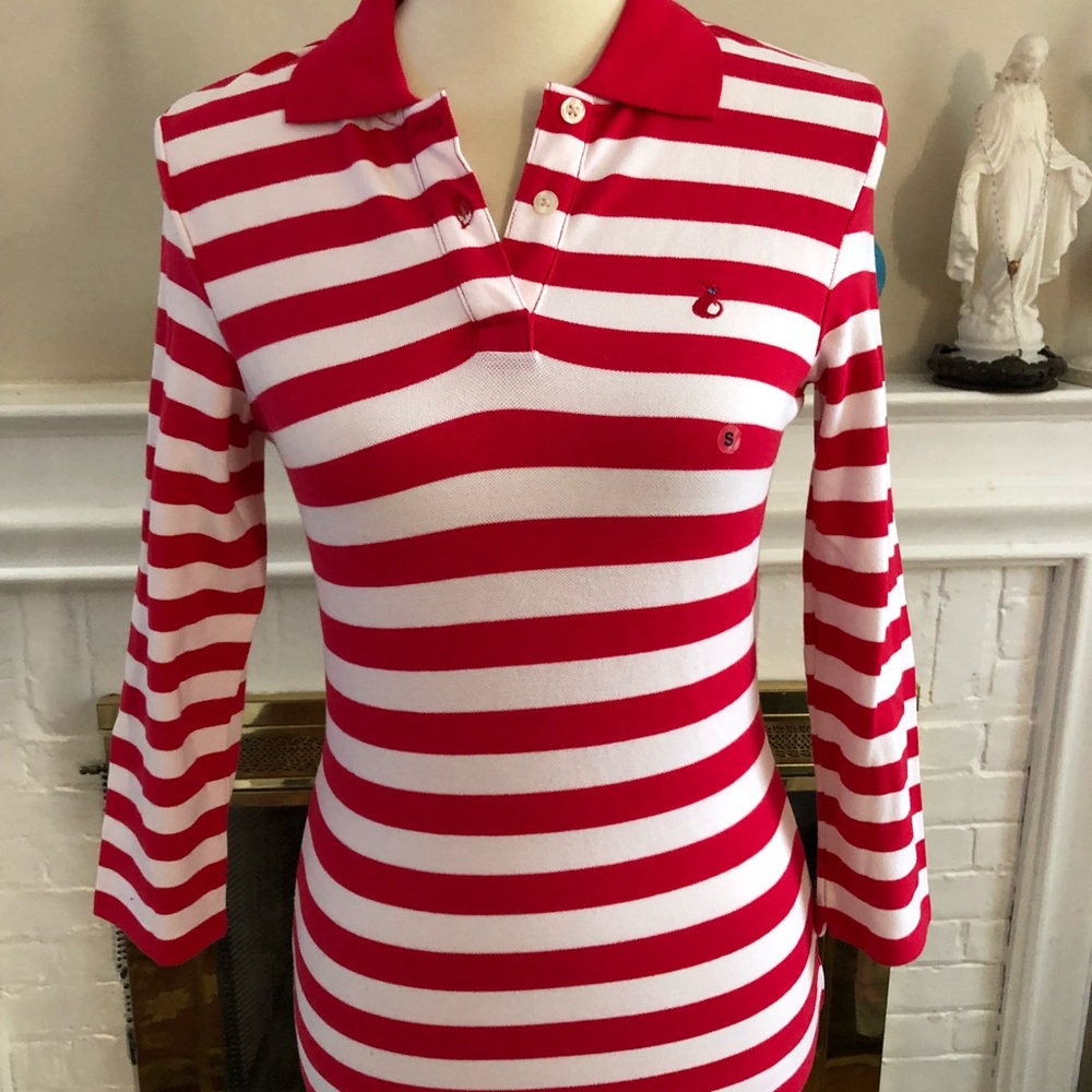 FOLIO NY STRIPED RED WHITE STRETCH  3/4 Sleeve